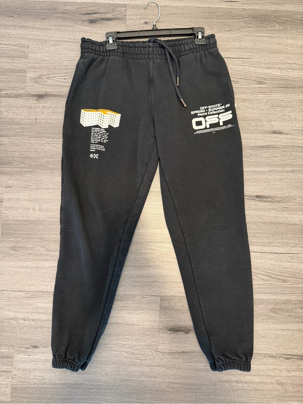 Off-White Style Mens Black Graphic Jogger Pants